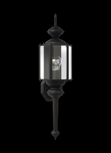  8510-12 - Classico traditional 1-light outdoor exterior large wall lantern sconce in black finish with clear b
