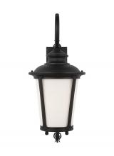  88242-12 - Cape May traditional 1-light outdoor exterior large wall lantern sconce in black finish with etched