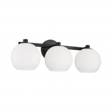  152131MB-548 - 3-Light Circular Globe Vanity in Matte Black with Soft White Glass