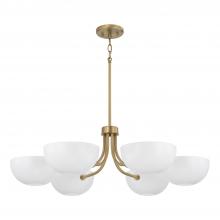  451461AW - 6-Light Chandelier in Aged Brass and White