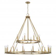  4910AD - 24-Light Two-Tier Wagon Wheel Chandelier in Aged Brass