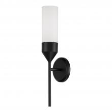  652411MB - 1-Light Cylindrical Sconce in Matte Black with Soft White Glass