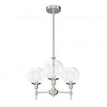  19740 - Hunter Xidane Brushed Nickel with Clear Glass 3 Light Chandelier Ceiling Light Fixture