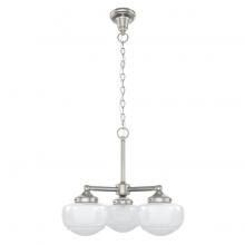  19355 - Hunter Saddle Creek Brushed Nickel with Cased White Glass 3 Light Chandelier Ceiling Light Fixture