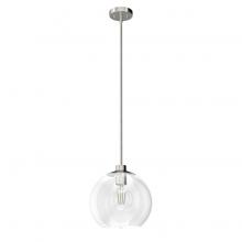  19754 - Hunter Xidane Brushed Nickel with Clear Glass 1 Light Pendant Ceiling Light Fixture