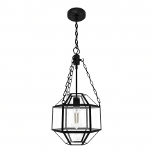  19363 - Hunter Indria Rustic Iron with Seeded Glass 1 Light Pendant Ceiling Light Fixture
