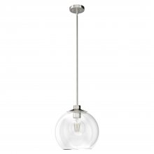  19768 - Hunter Xidane Brushed Nickel with Clear Glass 1 Light Pendant Ceiling Light Fixture