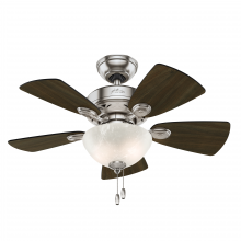  52092 - Hunter 34 inch Watson Brushed Nickel Ceiling Fan with LED Light Kit and Pull Chain
