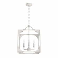  19286 - Hunter Highland Hill Distressed White 4 Light Pendant Ceiling Light Fixture