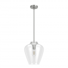  19112 - Hunter Vidria Brushed Nickel with Clear Glass 1 Light Pendant Ceiling Light Fixture