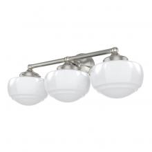  19460 - Hunter Saddle Creek Brushed Nickel with Cased White Glass 3 Light Bathroom Vanity Wall Light Fixture