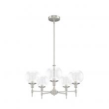  19742 - Hunter Xidane Brushed Nickel with Clear Glass 5 Light Chandelier Ceiling Light Fixture