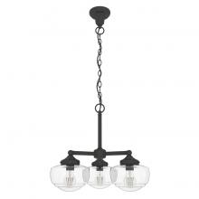  19358 - Hunter Saddle Creek Noble Bronze with Seeded Glass 3 Light Chandelier Ceiling Light Fixture