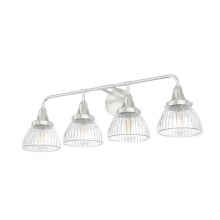  19354 - Hunter Cypress Grove Brushed Nickel with Clear Holophane Glass 4 Light Bathroom Vanity Wall Light Fi