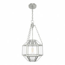  19364 - Hunter Indria Brushed Nickel with Seeded Glass 1 Light Pendant Ceiling Light Fixture
