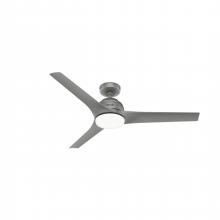  51586 - Hunter 52 inch Gallegos Matte Silver Damp Rated Ceiling Fan with LED Light Kit and Wall Control