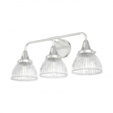  19353 - Hunter Cypress Grove Brushed Nickel with Clear Holophane Glass 3 Light Bathroom Vanity Wall Light Fi