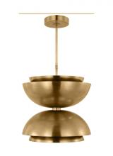  SLPD13227NB - The Shanti Large Double 2-Light Damp Rated Integrated Dimmable LED Ceiling Pendant in Natural Brass