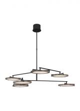  CDCH17327WOB - The Shuffle Large 6-Light Damp Rated Integrated Dimmable LED Ceiling Chandelier in Nightshade Black