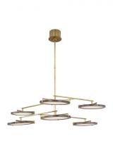  CDCH17327WONB - The Shuffle Large 6-Light Damp Rated Integrated Dimmable LED Ceiling Chandelier in Natural Brass