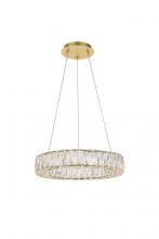  3503D17G - Monroe Integrated LED Chip Light Gold Pendant Clear Royal Cut Crystal