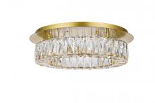  3503F18G - Monroe LED Light Gold Flush Mount Clear Royal Cut Crystal