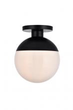 Elegant LD6056BK - Eclipse 1 Light Black Flush Mount With Frosted White Glass