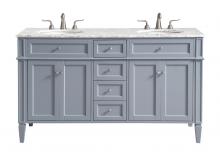  VF12560DGR - 60 In. Double Bathroom Vanity Set in Grey