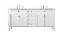  VF12572DWH - 72 Inch Double Bathroom Vanity in White