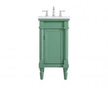  VF13018VM-VW - 18.5 Inch Single Bathroom Vanity in Vintage Mint with Ivory White Engineered Marble
