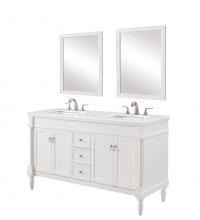  VF13060DAW-VW - 60 Inch Single Bathroom Vanity in Antique White with Ivory White Engineered Marble