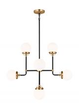  3187908-848 - Cafe mid-century modern 8-light indoor dimmable ceiling chandelier pendant light in satin brass gold