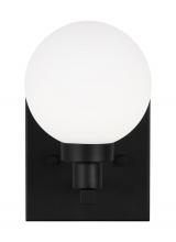  4161601-112 - Clybourn modern 1-light indoor dimmable bath vanity wall sconce in midnight black finish with white