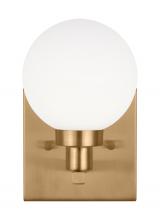  4161601-848 - Clybourn modern 1-light indoor dimmable bath vanity wall sconce in satin brass gold finish with whit
