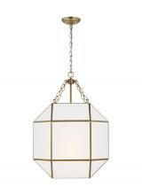 Visual Comfort & Co. Studio Collection 5279453-848 - Morrison modern 3-light indoor dimmable medium ceiling pendant hanging chandelier light in satin bra