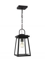  6248401-12 - Founders modern 1-light outdoor exterior ceiling hanging pendant in black finish with clear glass pa