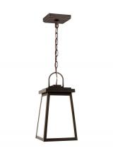  6248401EN3-71 - Founders modern 1-light LED outdoor exterior ceiling hanging pendant in antique bronze finish with c