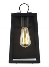  8537101-12 - Marinus modern 1-light outdoor exterior small wall lantern sconce in black finish with clear glass p