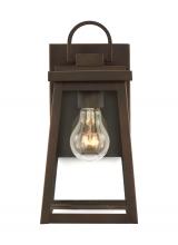  8548401-71 - Founders modern 1-light outdoor exterior small wall lantern sconce in antique bronze finish with cle