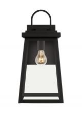  8748401-12 - Founders modern 1-light outdoor exterior large wall lantern sconce in black finish with clear glass