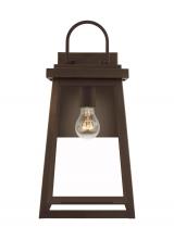  8748401-71 - Founders modern 1-light outdoor exterior large wall lantern sconce in antique bronze finish with cle