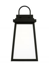  8748401EN3-12 - Founders modern 1-light LED outdoor exterior large wall lantern sconce in black finish with clear gl