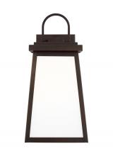  8748401EN3-71 - Founders modern 1-light LED outdoor exterior large wall lantern sconce in antique bronze finish with