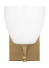  DJV1021SB - Toffino Modern 1-Light Wall Sconce Bath Vanity in Satin Brass Gold Finish With Milk Glass Shade