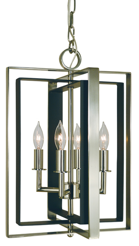 4-Light Polished Nickel/Matte Black Symmetry Mini Chandelier