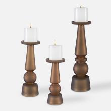  18045 - Uttermost Cassiopeia Butter Rum Glass Candleholders, S/3