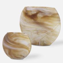  18070 - Uttermost Fusion Swirled Caramel & Ivory Vases, Set/2