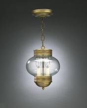  2032G-DB-LT2-CLR - Onion Hanging No Cage With Galley Dark Brass 2 Candelabra Sockets Clear Glass