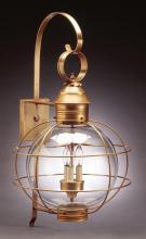  2851-AB-LT3-CLR - Caged Round Wall Antique Brass 3 Candelabra Sockets Clear Glass