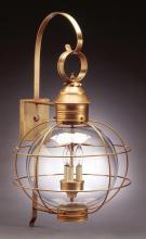  2851-DAB-LT3-CLR - Caged Round Wall Dark Antique Brass 3 Candelabra Sockets Clear Glass